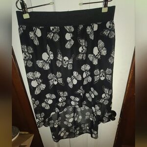 Butterfly skull high low skirt